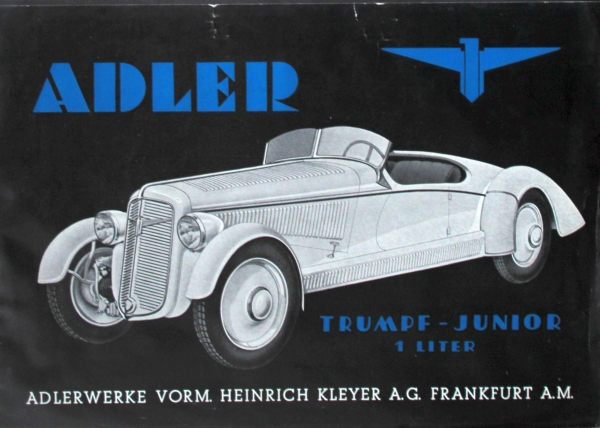 Adler Trumpf Junior 1 Litre Sport Modelprogram 1936 Carbrochure (8694)